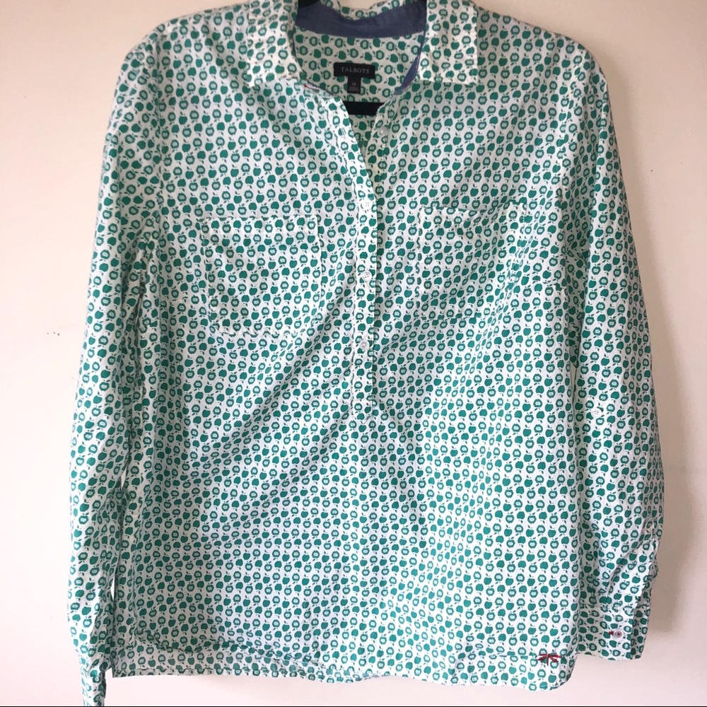 Talbots Apple Design Shirt Sz 14